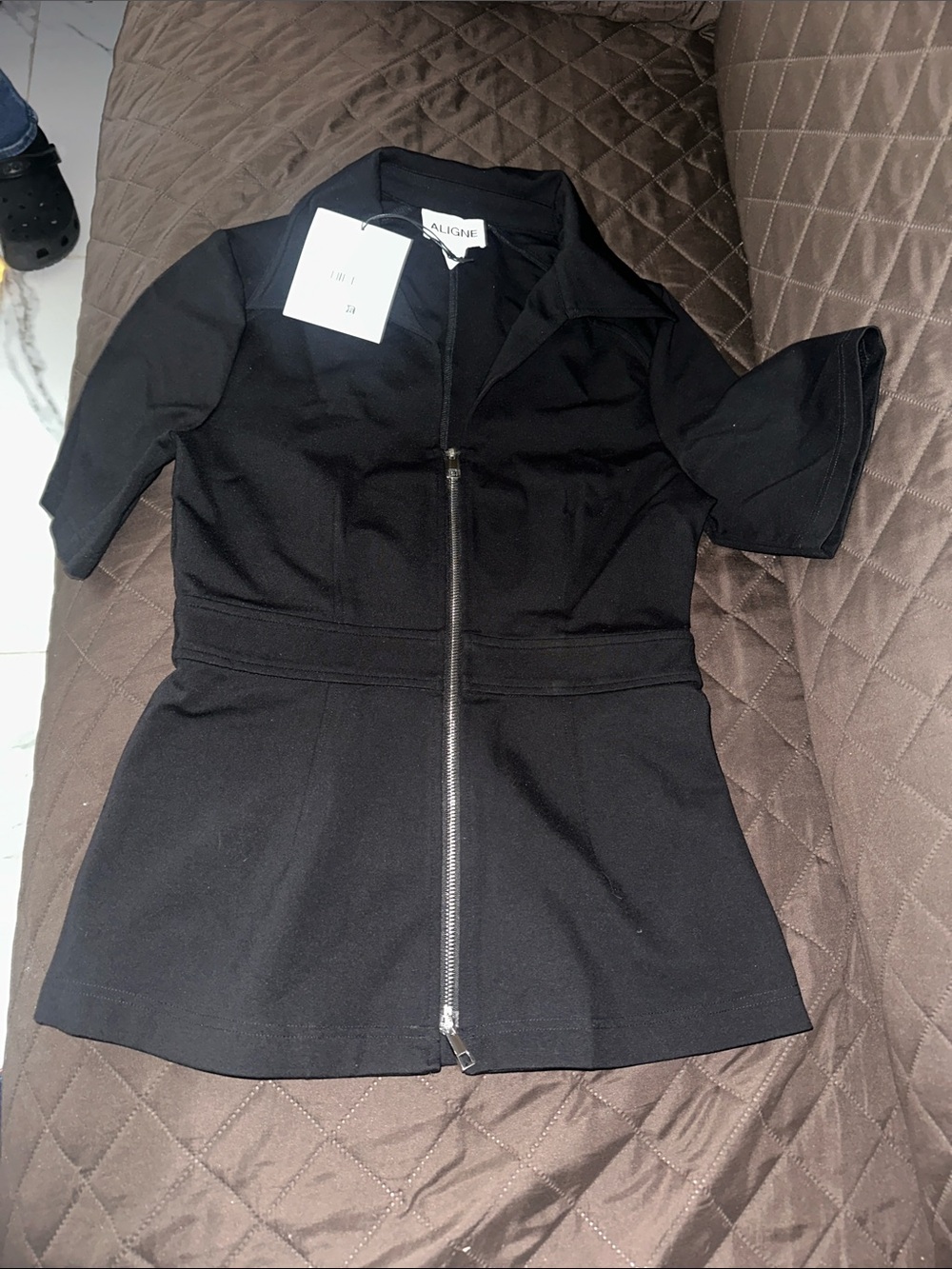 AllSaints Black Zip-Front Women’s Top